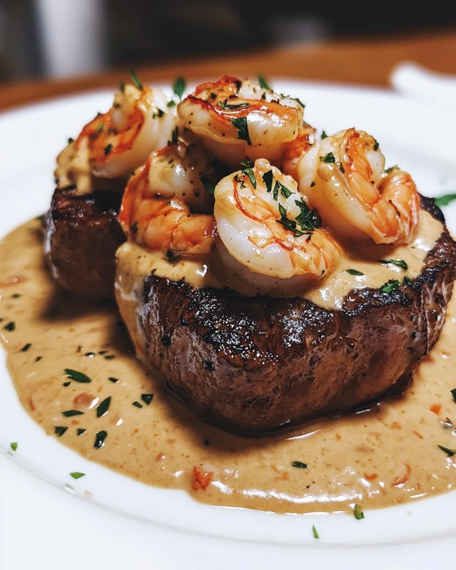 Filet Mignon with Shrimp and Lobster Cream Sauce