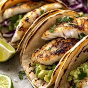 Grilled Fish Tacos with Lime Cilantro Sauce