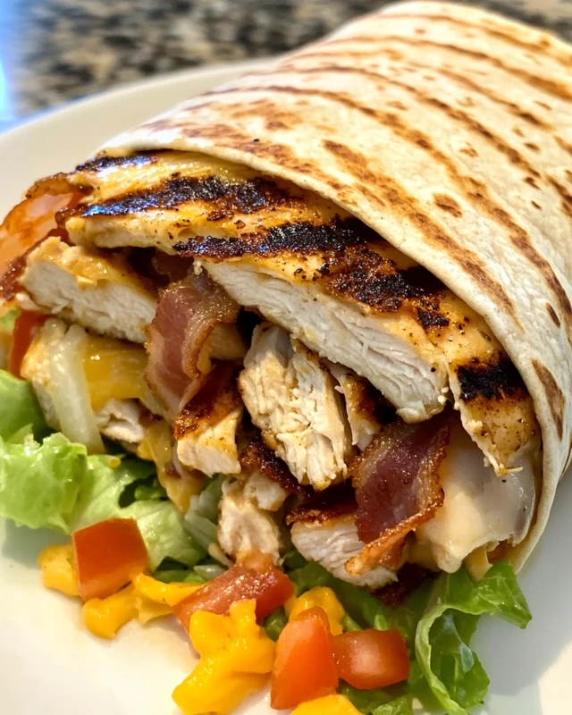 Grilled Chicken Ranch Wrap with Crispy Bacon