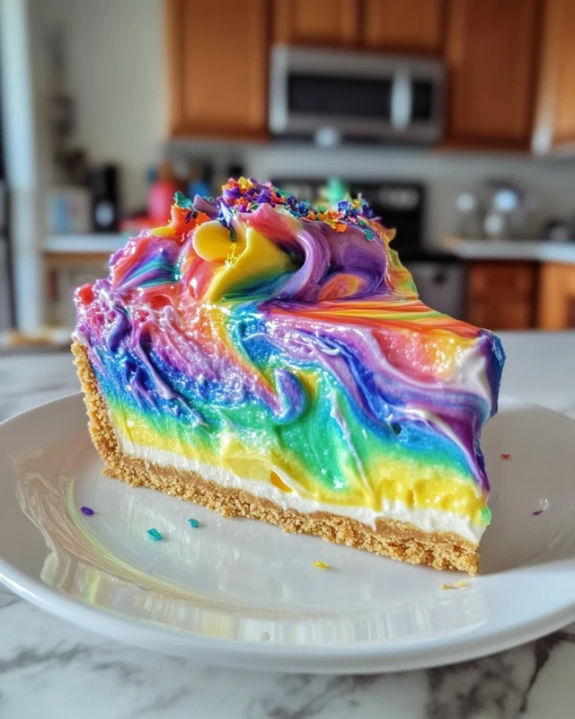 Rainbow Swirl No-Bake Cheesecake