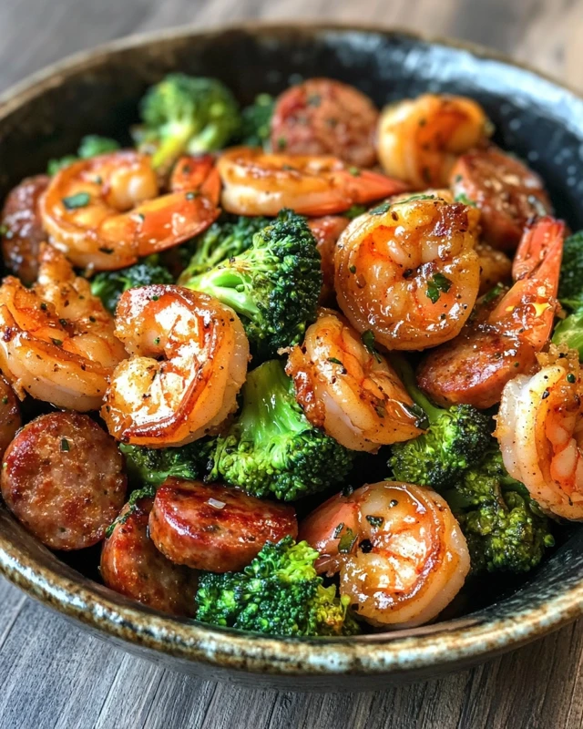 Honey-Glazed Shrimp Sausage & Broccoli Medley