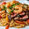 Steak and Shrimp Stir-Fried Noodles