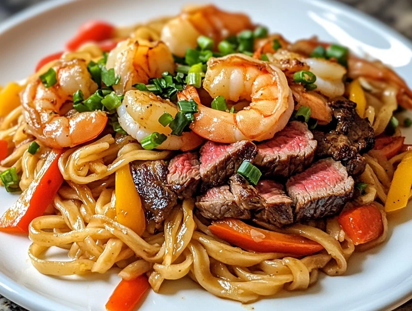 Steak and Shrimp Stir-Fried Noodles