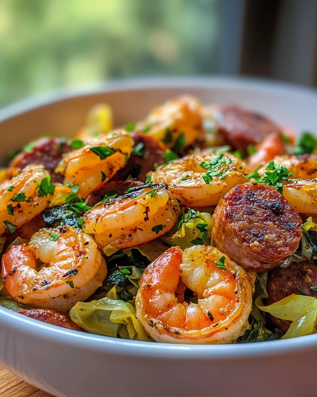 Fried Cabbage with Shrimp & Sausage