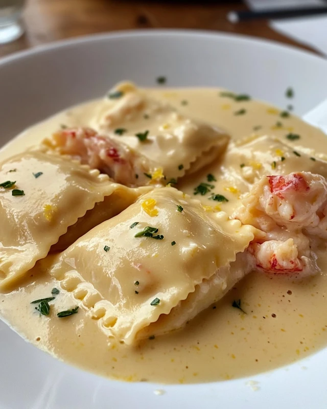 Lobster Ravioli in Creamy Lemon Butter Sauce