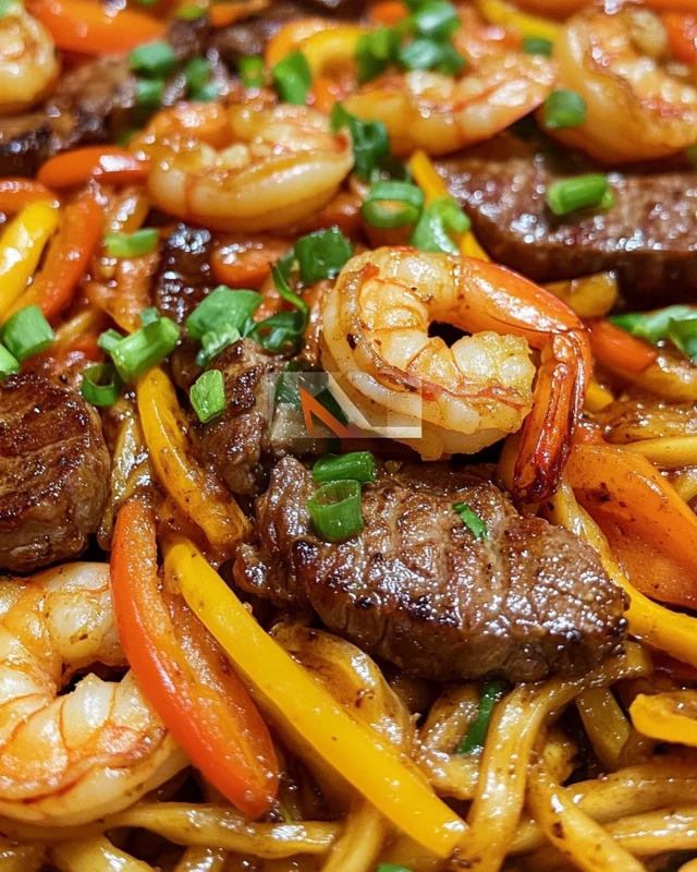 Steak and Shrimp Stir-Fried Noodles