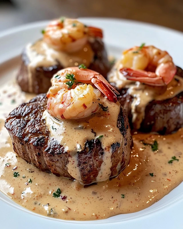 Filet Mignon with Shrimp and Lobster Cream Sauce