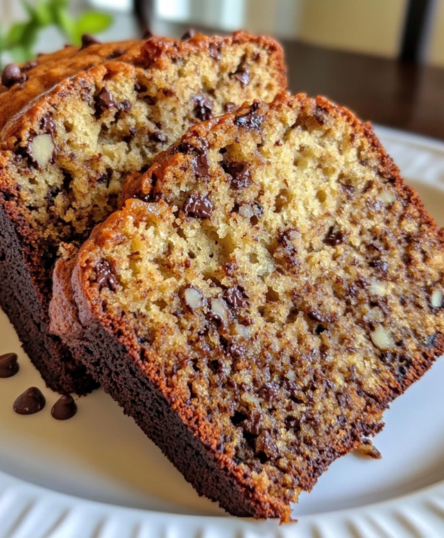 Banana Bread with Chocolate Chips and Walnuts