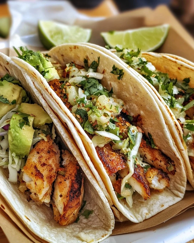 Grilled Fish Tacos with Lime Cilantro Sauce