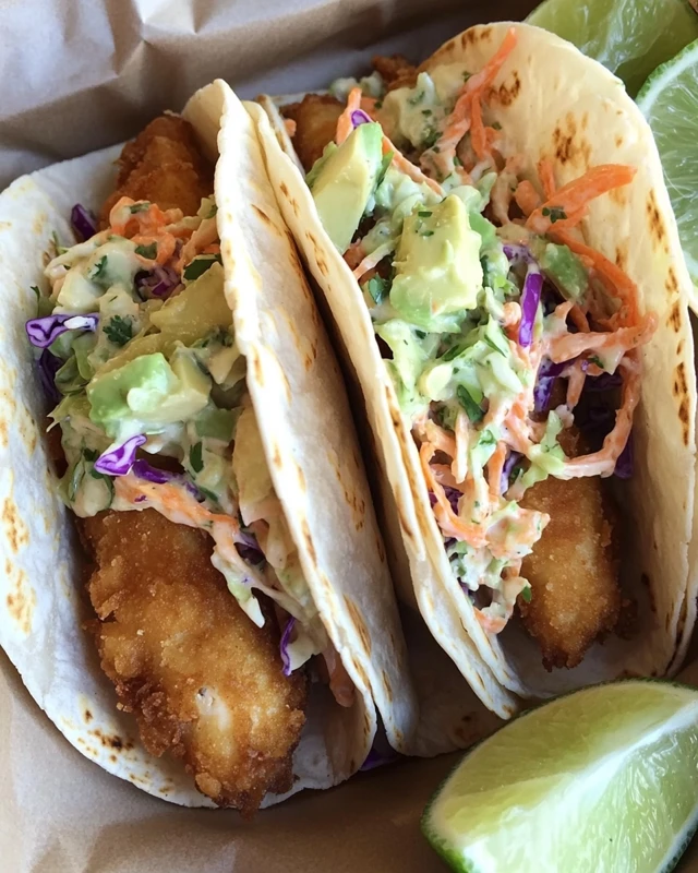 Baja Style Beer-Battered Fish Tacos with Slaw