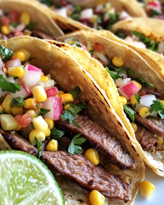 Carne Asada Tacos with Corn Salsa