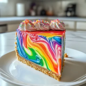 Rainbow Swirl No-Bake Cheesecake