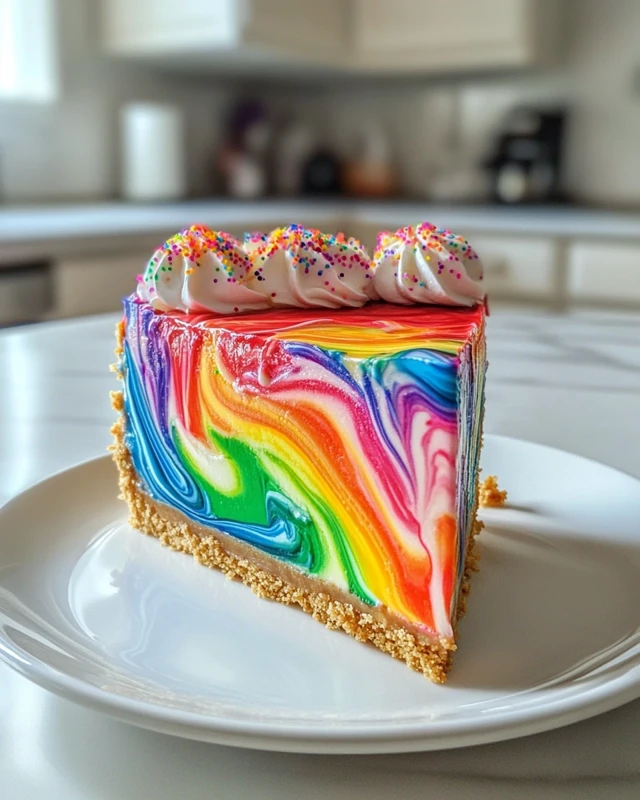 Rainbow Swirl No-Bake Cheesecake