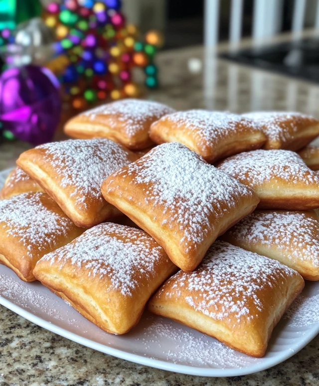 Mardi Gras Beignets with Powdered Sugar