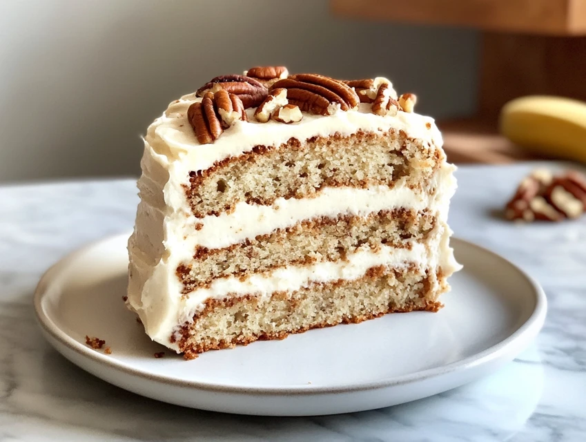 Moist Banana Pecan Cream Cake