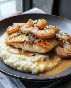 Shrimp & Grits with a Cajun Cream Sauce