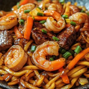 Steak and Shrimp Stir-Fried Noodles