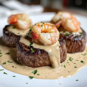 Filet Mignon with Shrimp and Lobster Cream Sauce