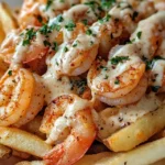 Cajun Shrimp Alfredo Fries with a Parmesan Garlic Drizzle