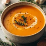 Creamy Pumpkin Soup with Roasted Garlic