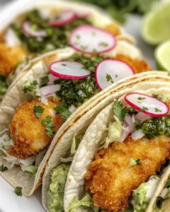 Crispy Fish Tacos with Cilantro Lime Sauce