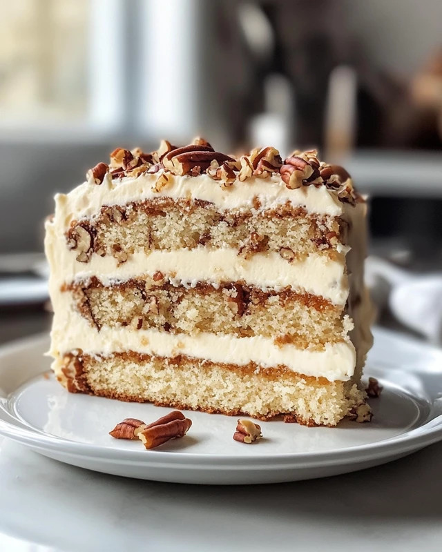 Moist Banana Pecan Cream Cake