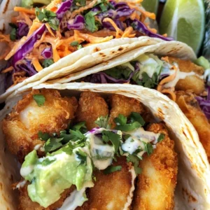 Baja Style Beer-Battered Fish Tacos with Slaw