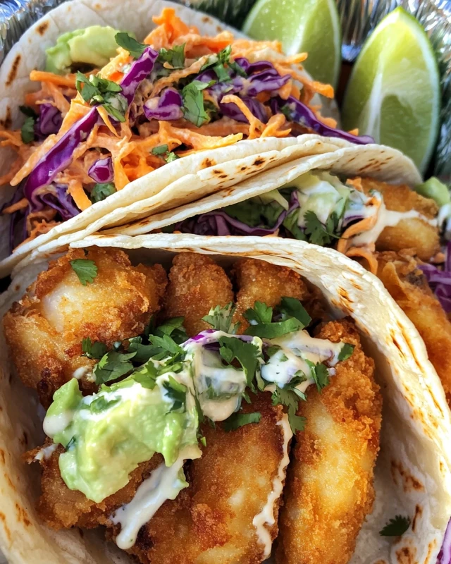 Baja Style Beer-Battered Fish Tacos with Slaw