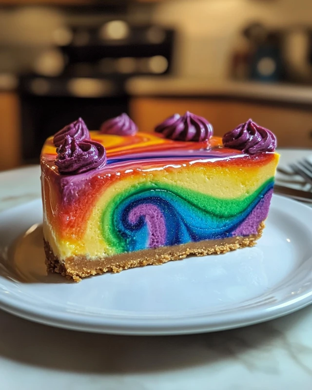 Rainbow Swirl No-Bake Cheesecake