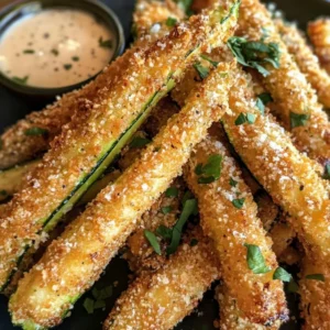 Crispy Air Fryer Garlic Parmesan Zucchini Fries