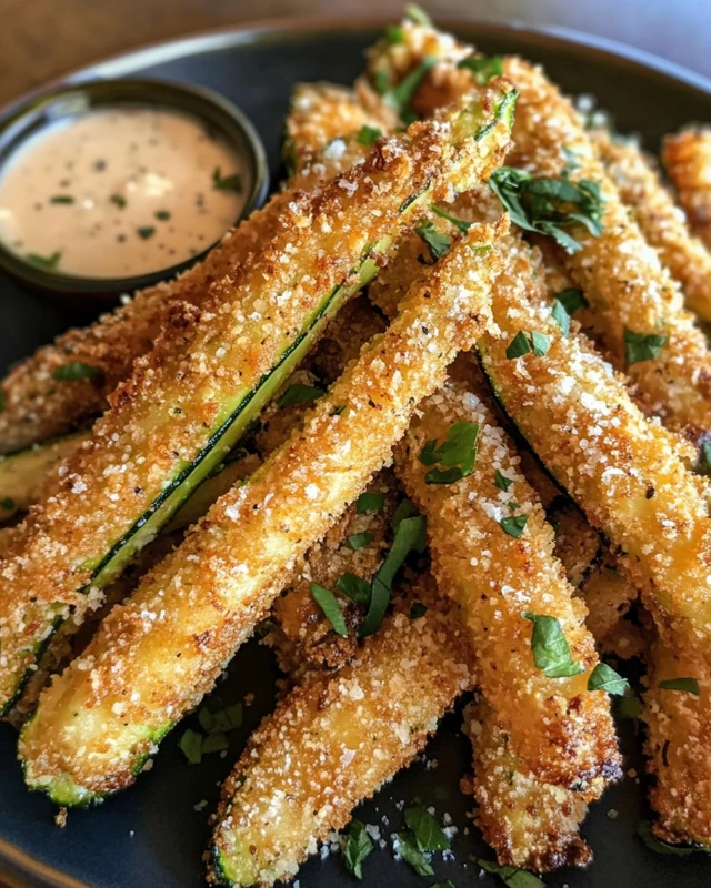 Crispy Air Fryer Garlic Parmesan Zucchini Fries