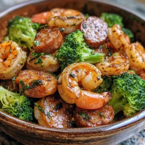 Honey-Glazed Shrimp Sausage & Broccoli Medley