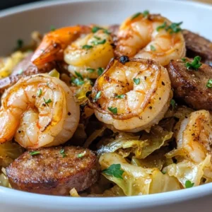 Fried Cabbage with Shrimp & Sausage