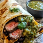 Steak Burritos with Salsa Verde and Cilantro