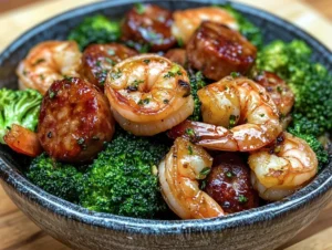 Honey-Glazed Shrimp Sausage & Broccoli Medley