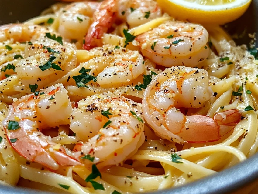 Lemon Garlic Shrimp Linguine