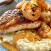 Shrimp & Grits with a Cajun Cream Sauce