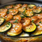Gratinated Zucchini with Shrimp and Garlic
