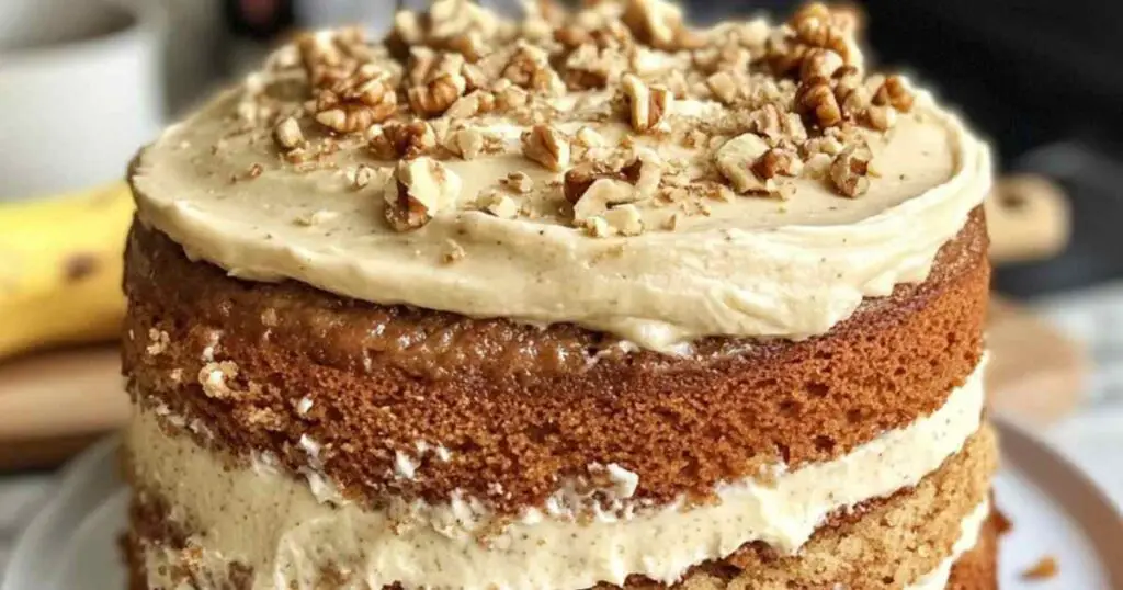 Heavenly Banana Walnut Cream Cake