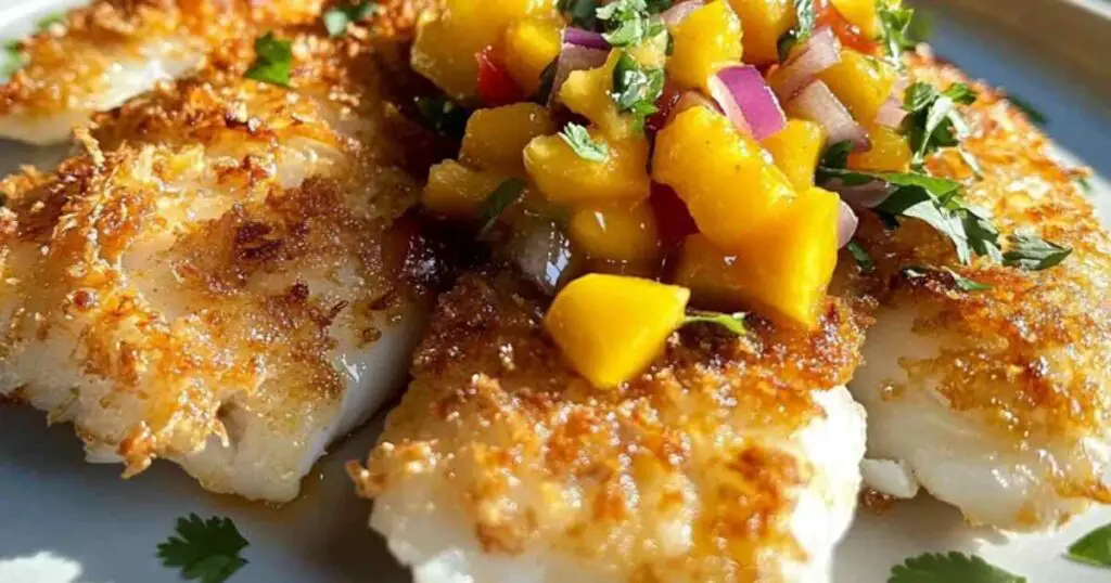 Coconut Crusted Fish with Mango Salsa