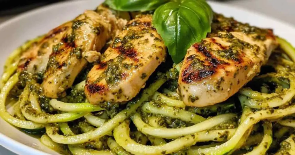 Zucchini Noodles with Pesto Chicken