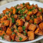 Garlic Roasted Sweet Potatoes Ready to Serve