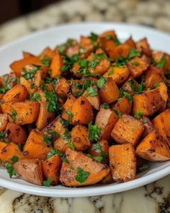 Garlic Roasted Sweet Potatoes Ready to Serve