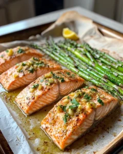Sheet Pan Lemon Garlic Salmon with Asparagus