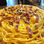 Spaghetti Carbonara with Crispy Bacon
