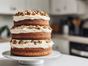 Triple Layer Carrot Cake with Walnuts