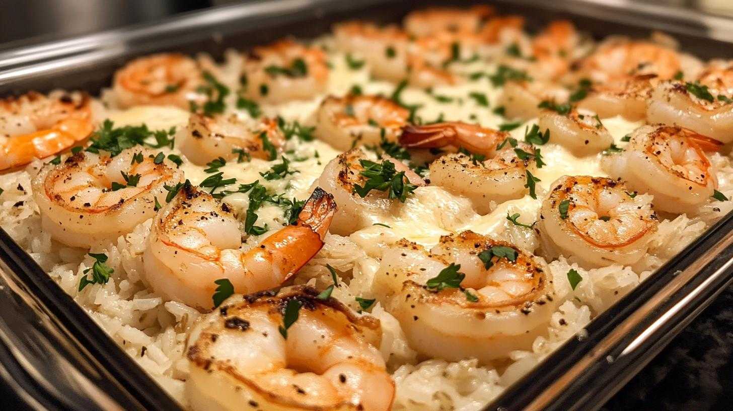 Baked Garlic Butter Shrimp and Rice
