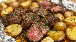 Garlic Herb Steak and Potato Foil Packets