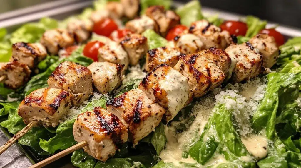 Grilled Chicken Caesar Salad Skewers