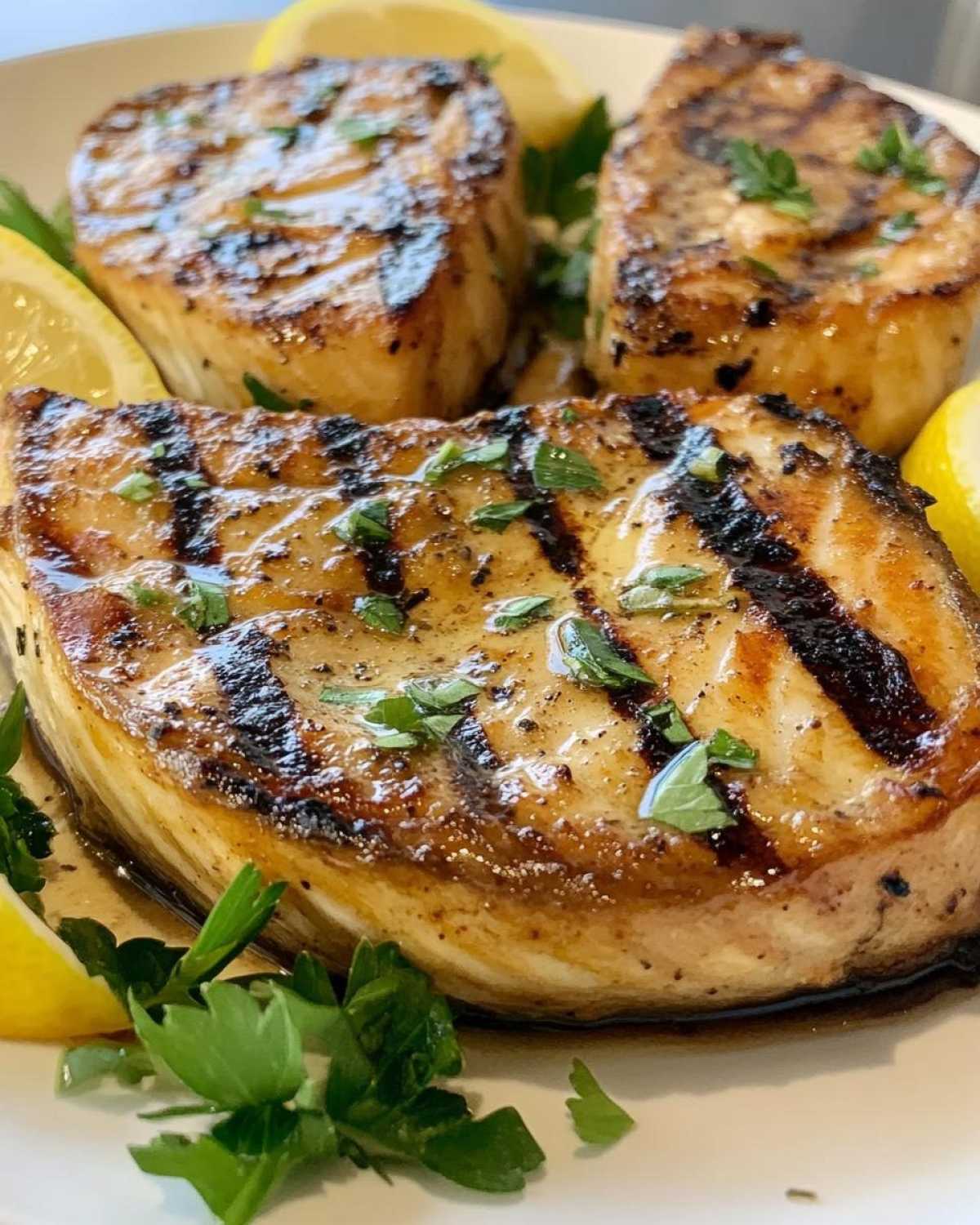 Grilled Swordfish Steaks with Lemon Herb Marinade - detail 1